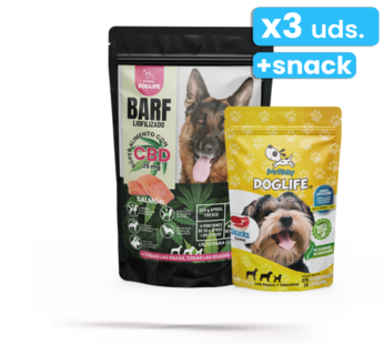 Promo 3 Barf liofilizado con CBD + 1 Snack (perros)